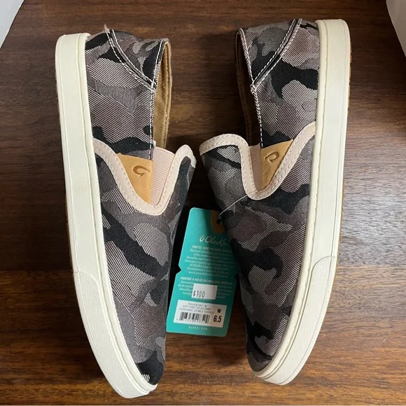 Olukai Pehuea Pa'i Womens Soft Pink Ke Au Camo Slip on canvas shoe 7 NWT new - Picture 5 of 8